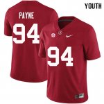 NCAA Youth Alabama Crimson Tide #94 Da'Ron Payne Stitched College Nike Authentic Crimson Football Jersey BS17A26FX
